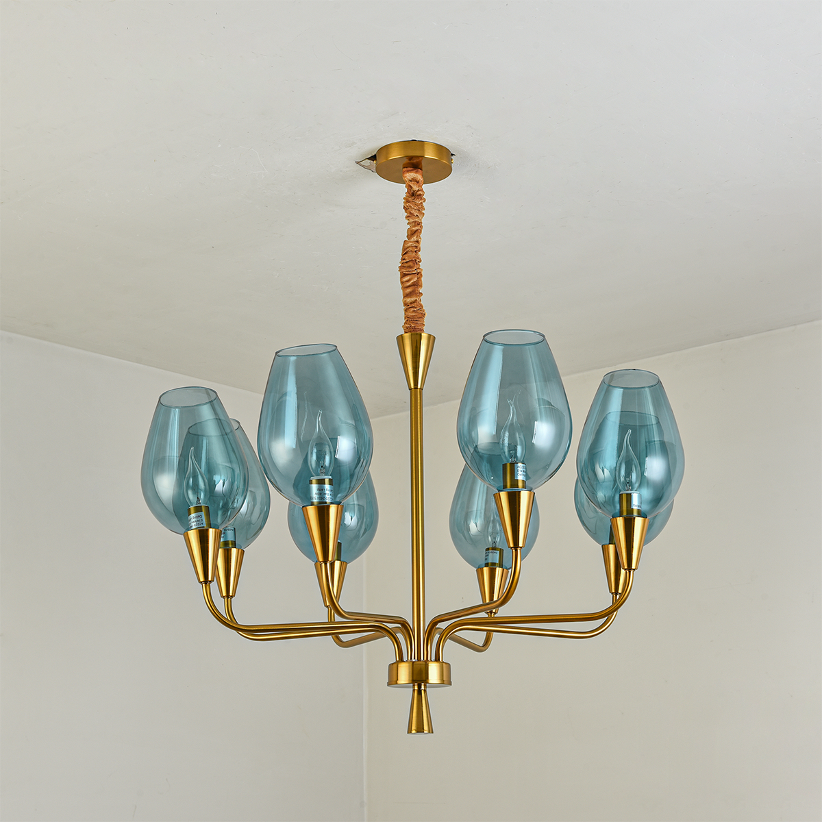 Al Saif Gallery Modern Brass Chandelier, 8 Bulbs, 72X37X27 Cm - Gold product image 2