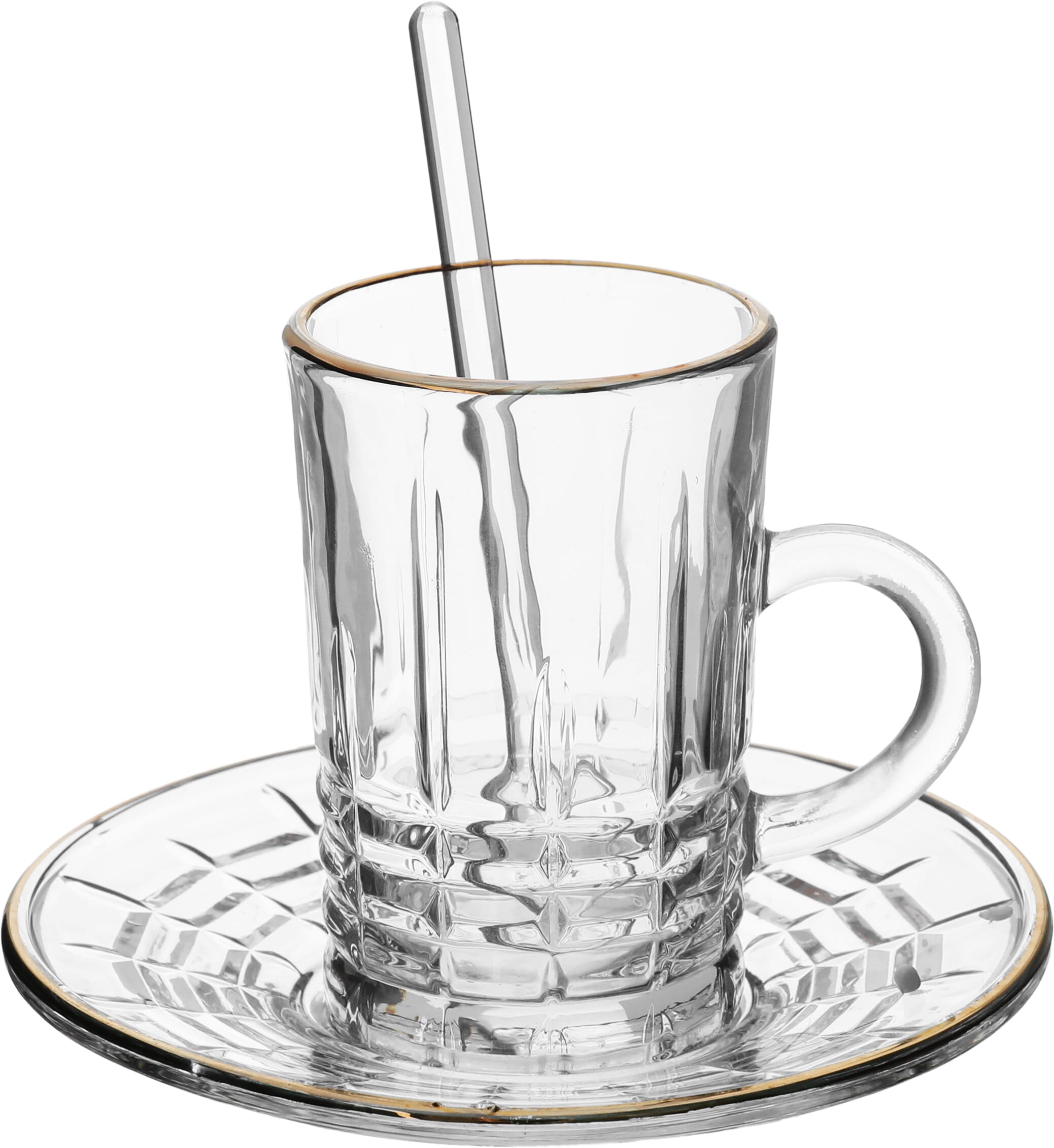 طقم تقديم شاي وقهوة زجاج ماكس جلاس، 26 قطعة، حواف ذهبي - شفاف product image 5