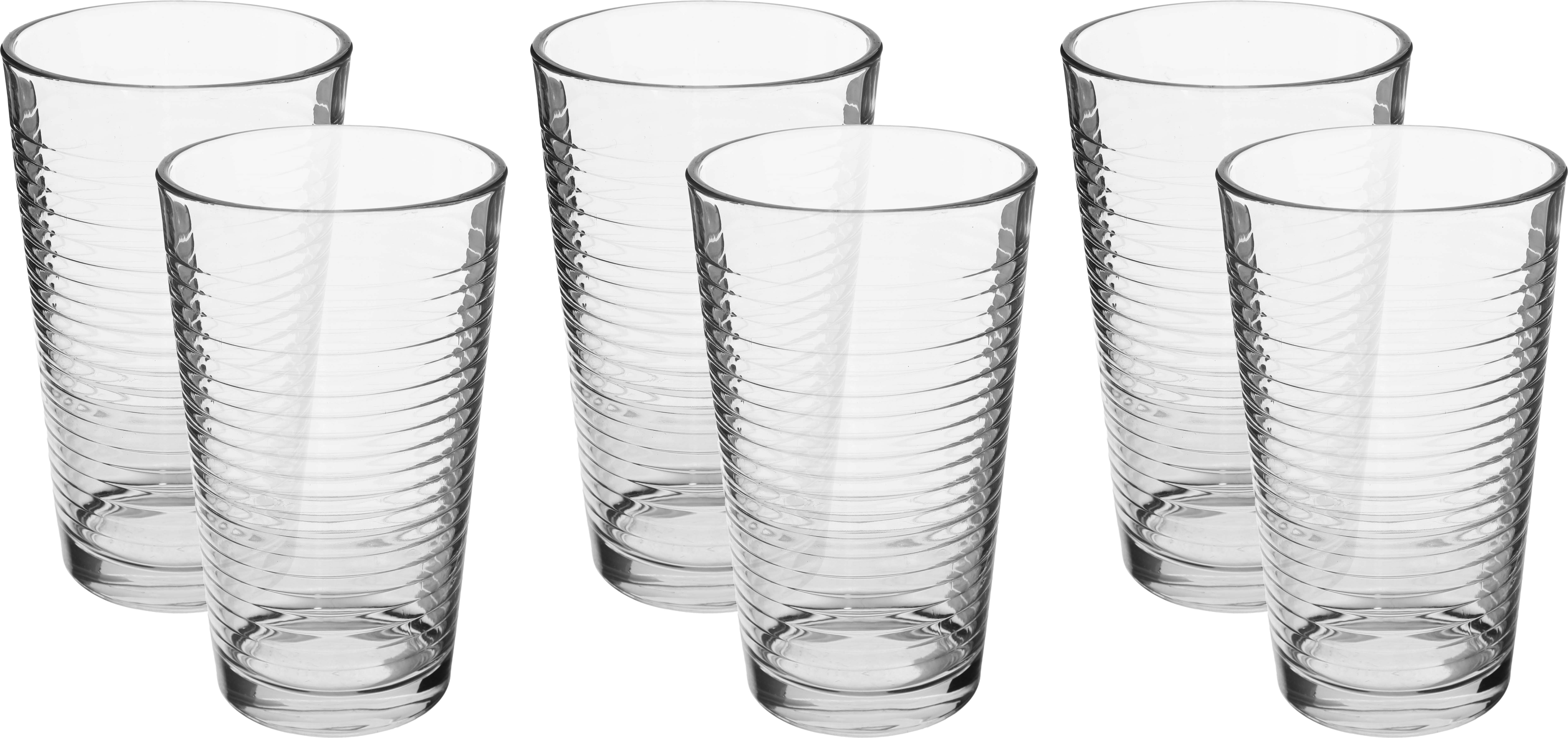 Al Saif Gallery glass water cups set, 350 ml, engraved, 6 pieces - transparent product image