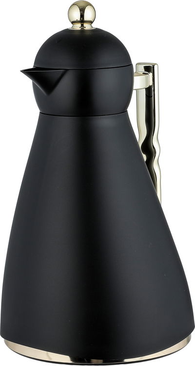 ترمس نور جلوري، 1 لتر، حافظة داخلية زجاج، ضغاط، يد ذهبي- أسود product image 3