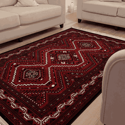 سجادة بوليستر سجادتي، 160×230 سم، تصميم كاشان تراثي - أحمر product image 2