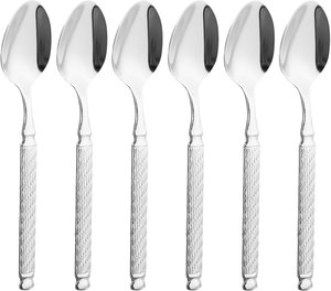 طقم ملاعق اكل استيل السيف غاليري، منقوش، 6 قطع - فضي product image