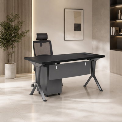 مكتب إداري مودرن خشب MDF، 140x70x75 سم - اسود رمادي product image 3