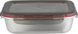 علبة تخزين ستانلس استيل الصحاح، 26x19x7.3 سم، غطاء بلاستيك، قفل - فضي أسود شفاف product image