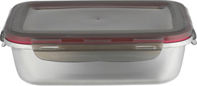 علبة تخزين ستانلس استيل الصحاح، 26x19x7.3 سم، غطاء بلاستيك، قفل - فضي أسود شفاف product image 1