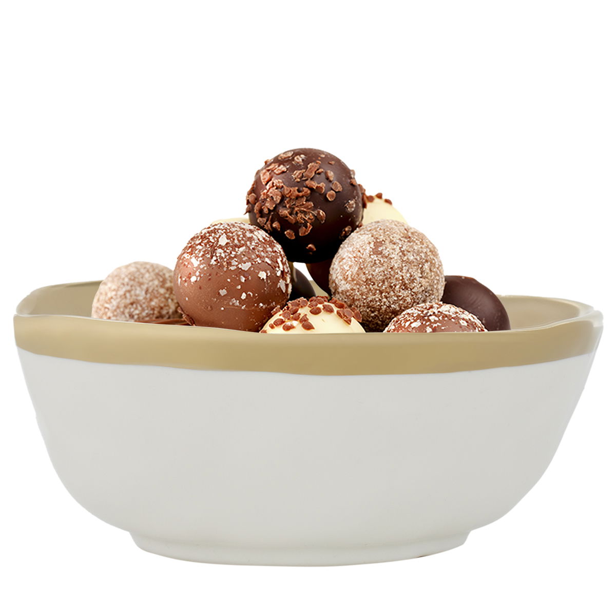 Al Saif Gallery porcelain bowl, golden rim, deep round - white product image