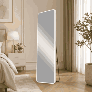 مراية ستاند زجاج، 170×50 سم، ستاند معدن - ابيض product image