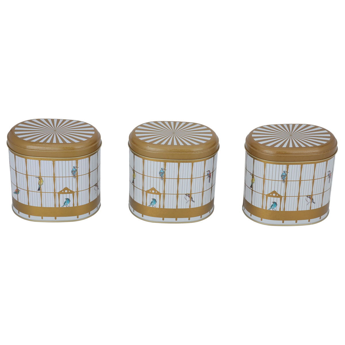 طقم علب أستيل السيف غاليري، بيضاوي، بغطاء، نقش طيور، 3 قطع - أبيض product image 2