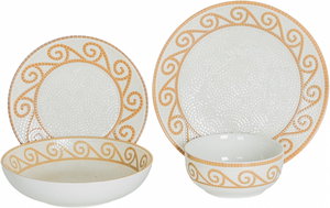 طقم سفرة بورسلان السيف غاليري، 24 قطعة، منقوش - ابيض بيج product image