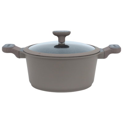 قدر طبخ جرانيت روبوست، 24سم، غطاء زجاج بسيلكون - بني فاتح product image 2