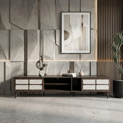 وحدة تلفاز مودرن خشب MDF، 45×200×40 سم - بني product image 1