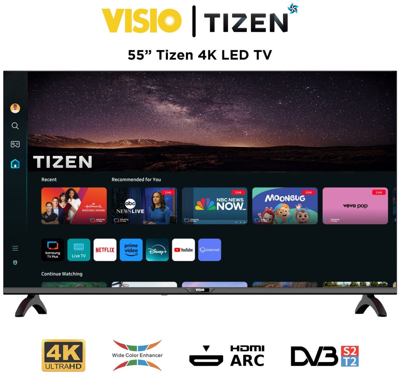 Visio 55-inch Frameless Smart TV, 4K, Built-in Receiver, Magic