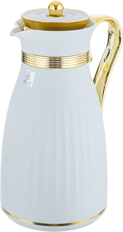 Al Saif Gallery Danat thermos set, 1/0.7 liter, golden handle, 2 pieces, thermal glass inner shell, plastic outer shell - light gray product image 4