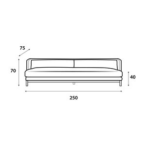 Modern Swedish wood sofa, 250x75x40 cm, suede fabric - off-white product image 2