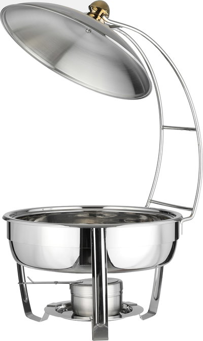 Bohara Steel Food Warmer, 8 Liters, Deep Round, Base, Hanger - Silver Gold product image 2