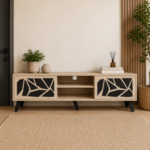 طاولة تلفزيون أركان، 40×160×45 سم، خشب MDF، أدراج - بيج أسود product image