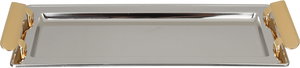 Al Saif Gallery Steel Serving Tray, 40x18.5x1.7 cm - Silver Gold product image 2