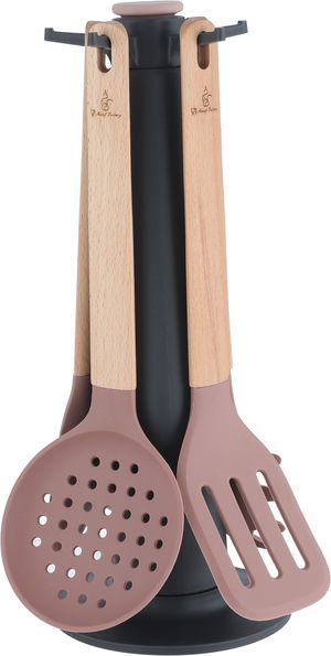طقم ملاعق طبخ سيليكون خشب السيف غاليري، 6 قطع، يد خشب - كشمير product image