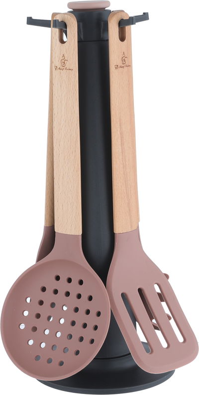 Al Saif Gallery 6-Piece Wooden Silicone Cooking Spoon Set, Wooden Handle - Kashmir product image 1