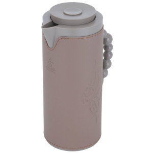Al Saif Gallery Royal 7 glass thermos, 1 liter, with leather cover, glass inner case, plastic outer body - pink product image 2