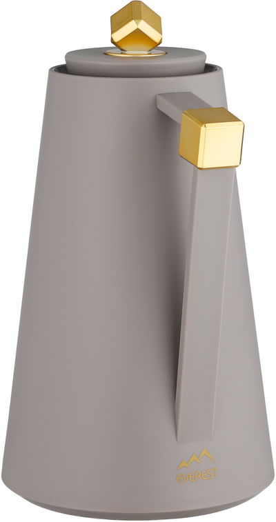 ترمس الماسة بلاستيك افريست، 1 لتر، حافظة داخلية زجاج، ضغاط - كابتشينو ذهبي product image 2