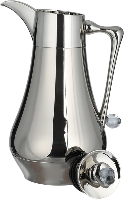 Al Saif Gallery Al Dana 2 Thermos Set, 1/1 Liter, 2 Pieces, Glass Inner Container, Stainless Steel Outer Body, Push Button - Transparent Shiny Silver product image 10