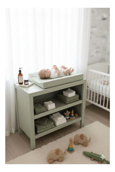 وسادة تغيير حفاضات للاطفال فان مومنت، 65×50×8 سم، مقاومة للماء - اخضر product image 2