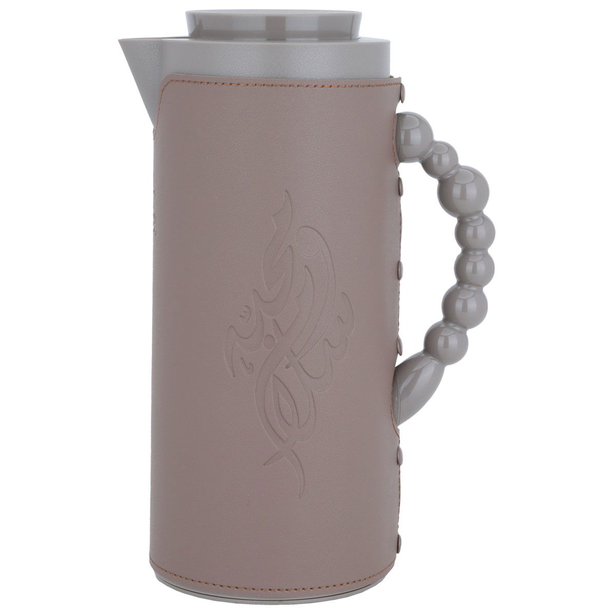 Al Saif Gallery Royal 7 glass thermos, 1 liter, with leather cover, glass inner case, plastic outer body - brown product image