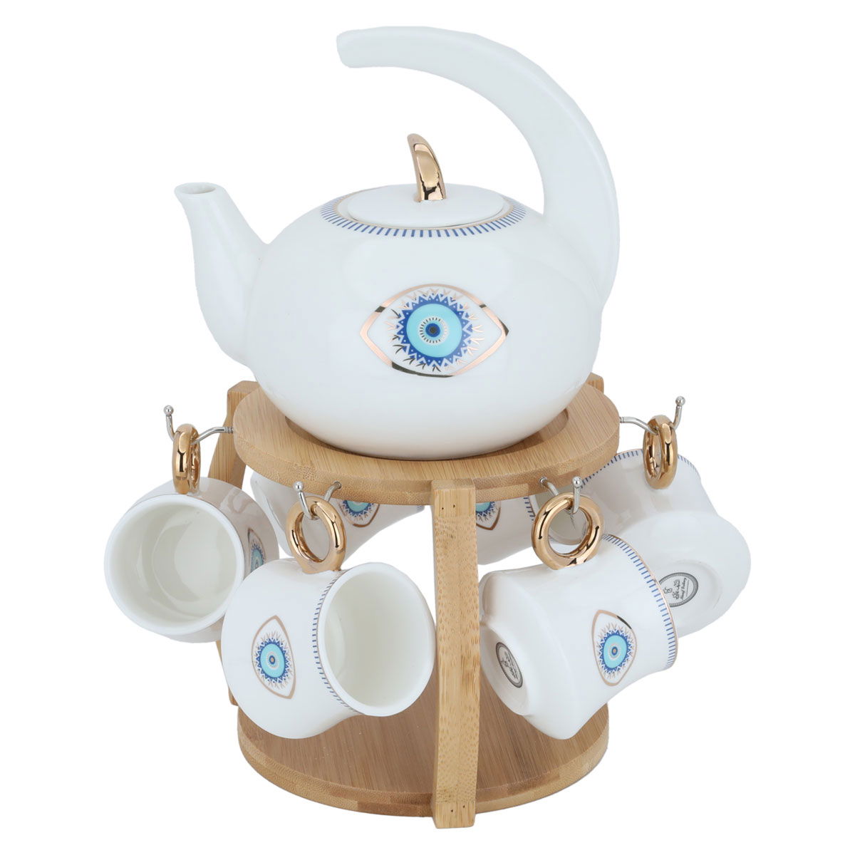 Al Saif Gallery Porcelain Teapot Set With Stand, 6 Pieces - White product image
