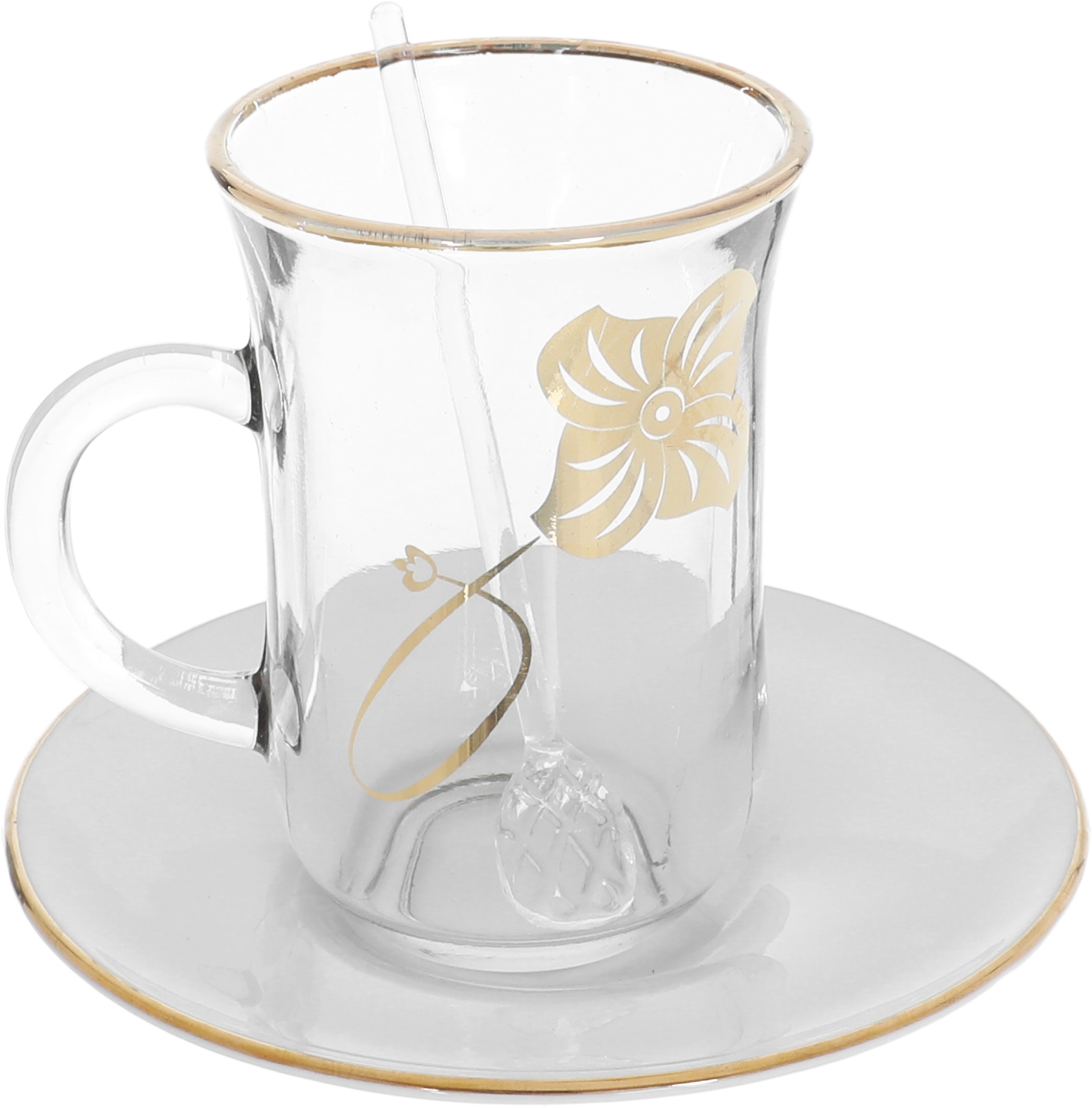 Royal Glass Areej Porcelain Coffee Cups and Teapots Set, 0.09/0.2 L, Saucers, Spoons, 24 Pieces - clear White product image 3