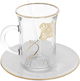 Royal Glass Areej Porcelain Coffee Cups and Teapots Set, 0.09/0.2 L, Saucers, Spoons, 24 Pieces - clear White product image 3