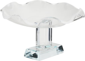 Al Saif Gallery Stainless Steel Serving Stand, 14x14x8 cm, Acrylic Base, Wavy - Transparent Silver product image 2