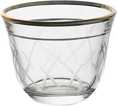 Al Saif Gallery glass tea and coffee serving set, golden lines, 26 pieces - transparent product image 3