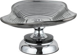 Al Saif Gallery Stated Stainless Steel Glass Serving Stand, Round Base, 33X24X13.5 Cm - Transparent Silver product image 2