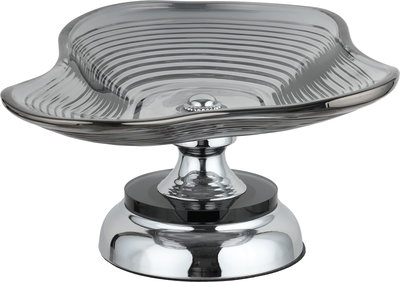 Al Saif Gallery Stated Stainless Steel Glass Serving Stand, Round Base, 33X24X13.5 Cm - Transparent Silver product image 2