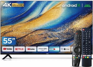 تلفزيون سمارت بدون اطار كي ام سي، 55 بوصة، 4K UHD، شاشة LED، نظام اندرويد 14، 2 ريموت ماجيك/عادي، KMC55US25 - اسود product image 2
