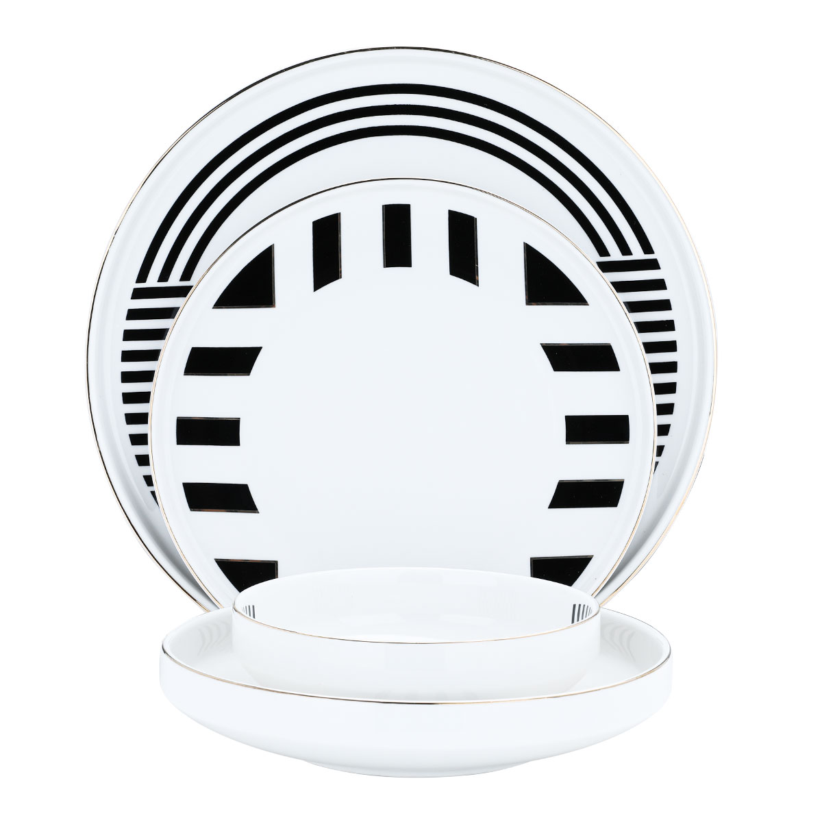 طقم تقديم سفرة بورسلان السيف غاليري، 24 قطعة - أبيض أسود product image 2