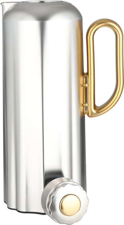 طقم ترامس نجدية السيف غاليري، 1 / 1 لتر، 2 قطعة، حافظة داخلية زجاج، يد ذهبي، ضغاط - فضي مطفي product image 5