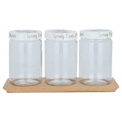 Hervin glass spice jar set with wooden stand, 4 pieces, 660 ml - transparent product image 2