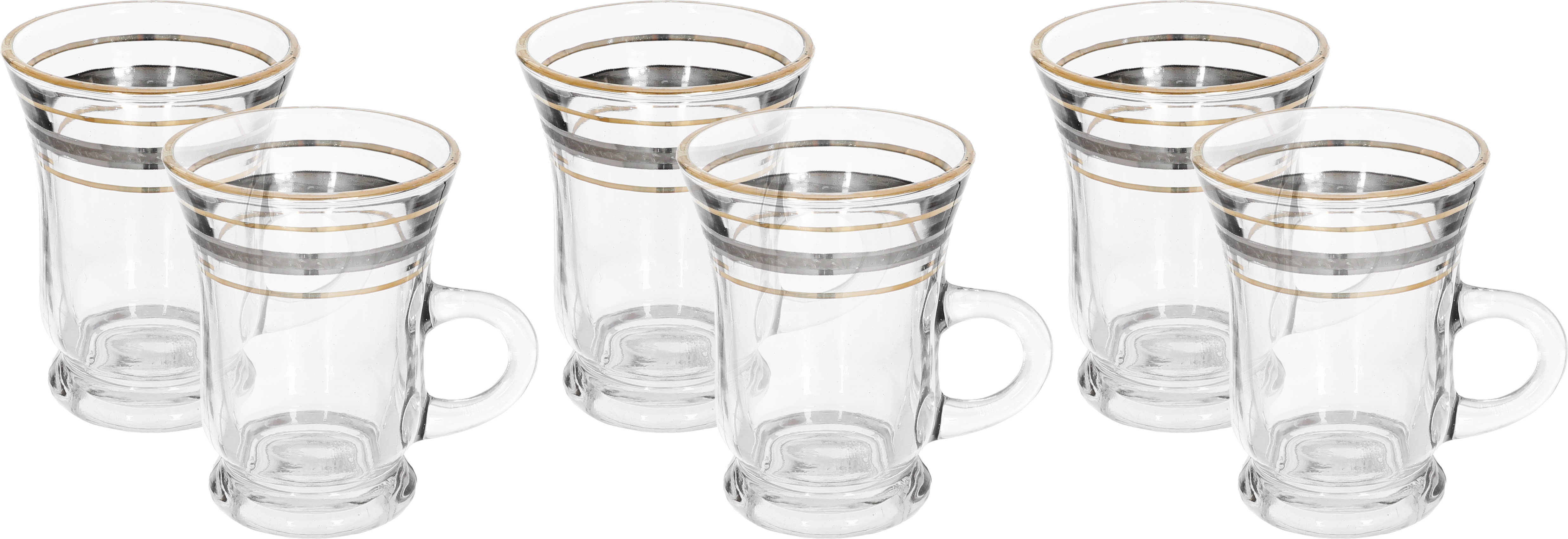 طقم بيالات شاي العليان كريستالة زجاج السيف غاليري، 200 مل، 6 قطع - شفاف product image