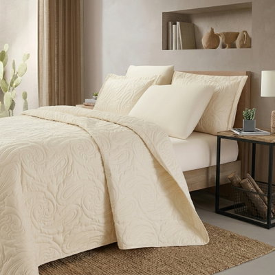 طقم لحاف بيزلي مايكروفايبر، 260x235 سم، نفرين، 6 قطع - كريمي product image 4