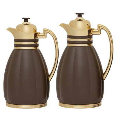 Al Saif Gallery Carmen Thermos Set, 2 Pieces, Compressor - Golden Brown product image 2