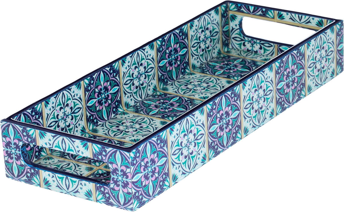 Al Saif Gallery wooden serving tofir, 13 x 5 x 2 cm, rectangle - blue product image 4