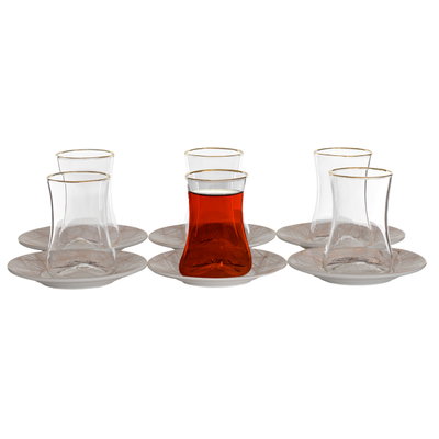 Al Saif Gallery glass jars and plates set, 12 pieces, 170 ml - beige product image 1