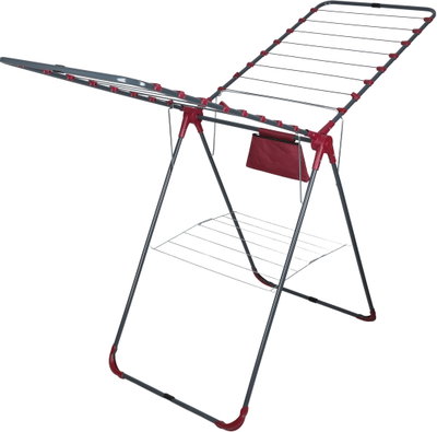 Perilla Enamel Metal Clothes Drying Rack, 200x60 cm, Dark Gray Burgundy product image 1