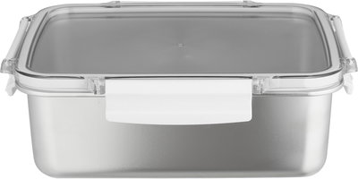 Elsahaah Stainless steel storage box, 24x19x11 cm, plastic lid, lock - transparent silver product image 1