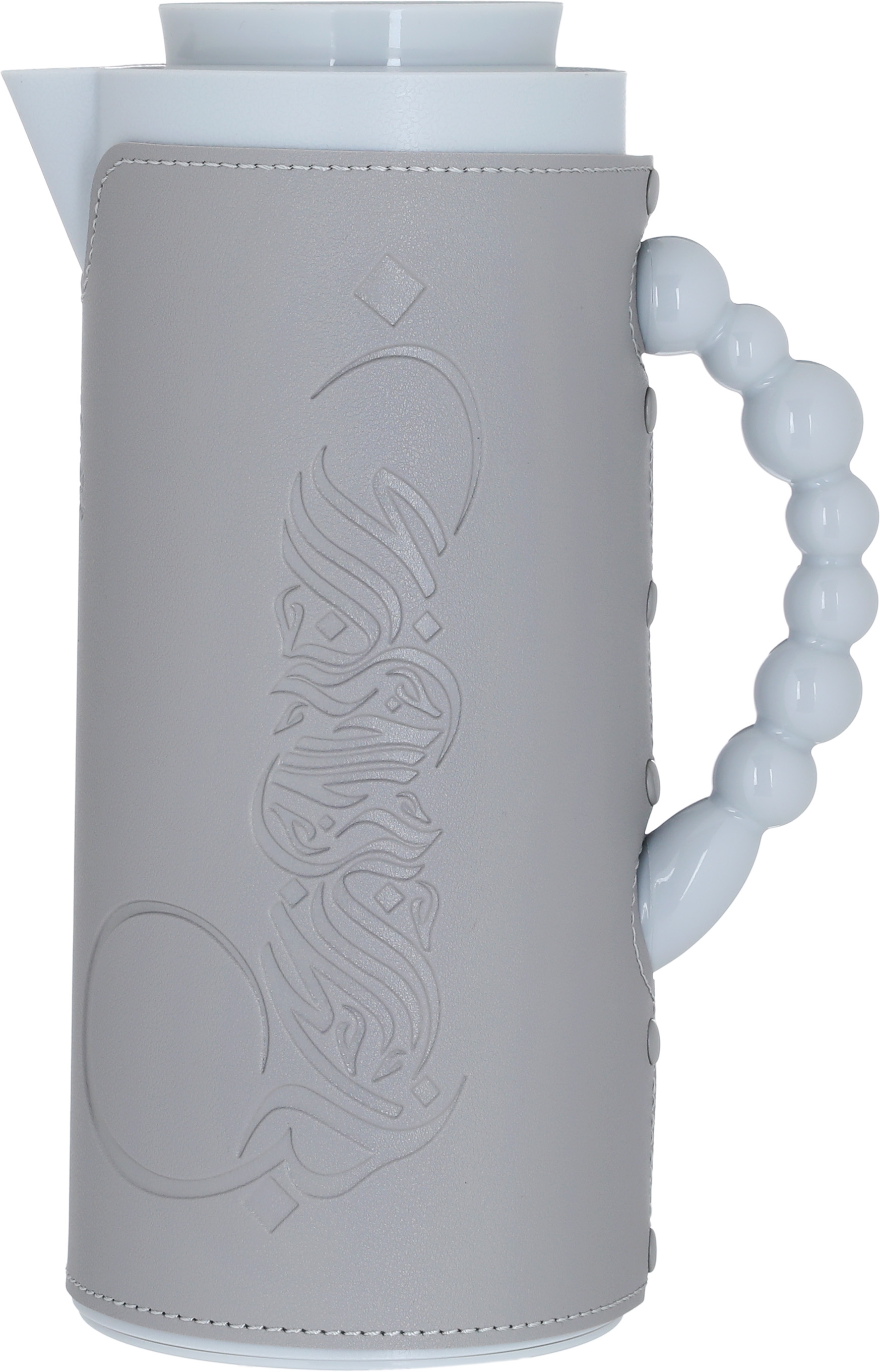 Al Saif Gallery Royal 7 glass thermos, 1 liter, plastic outer shell with leather cover - beige product image