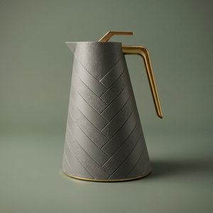 Glory thermos, 1 liter, golden handle, thermal glass inner container, plastic outer shell - Cappuccino product image
