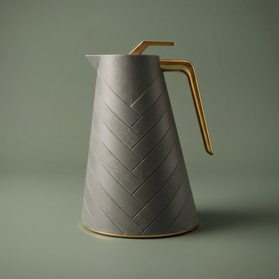 ترمس جلوري، 1 لتر، بيد ذهبي، حافظة داخلية زجاج حراري - كابتشينو product image 1