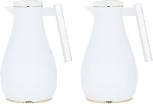 Al Saif Gallery Karam thermos set, 1/0.65 litre, Islamic pattern, thermal glass inner shell, plastic outer shell - white product image 2